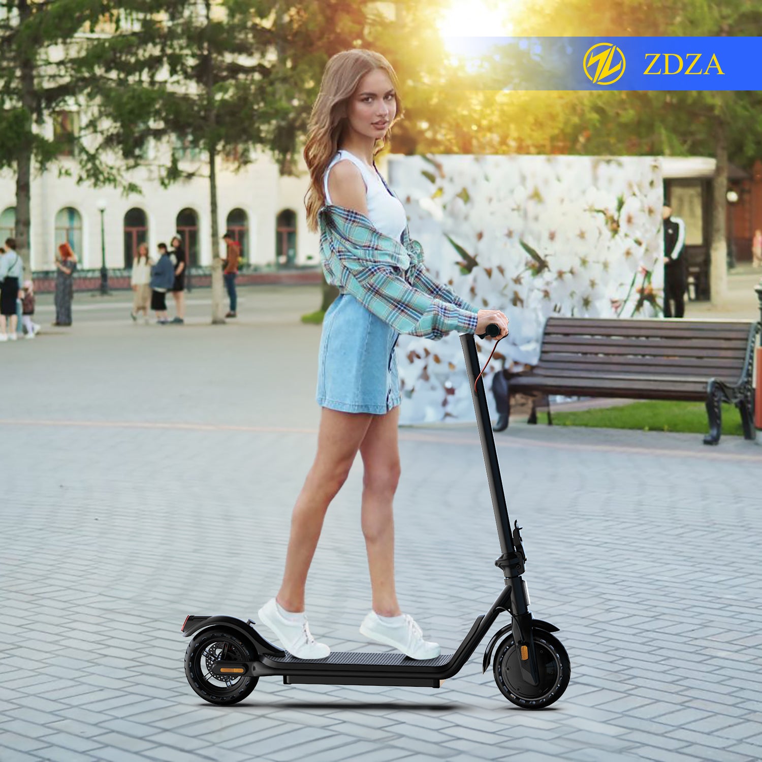 Trottinette électrique ZDZA ZW02 pour adultes et adolescents, pneu de 8,5 pouces, vitesse maximale de 18 MPH, longue portée, moteur de pointe de 500 W, double système de freinage, scooter électrique pliable portable pour la ville