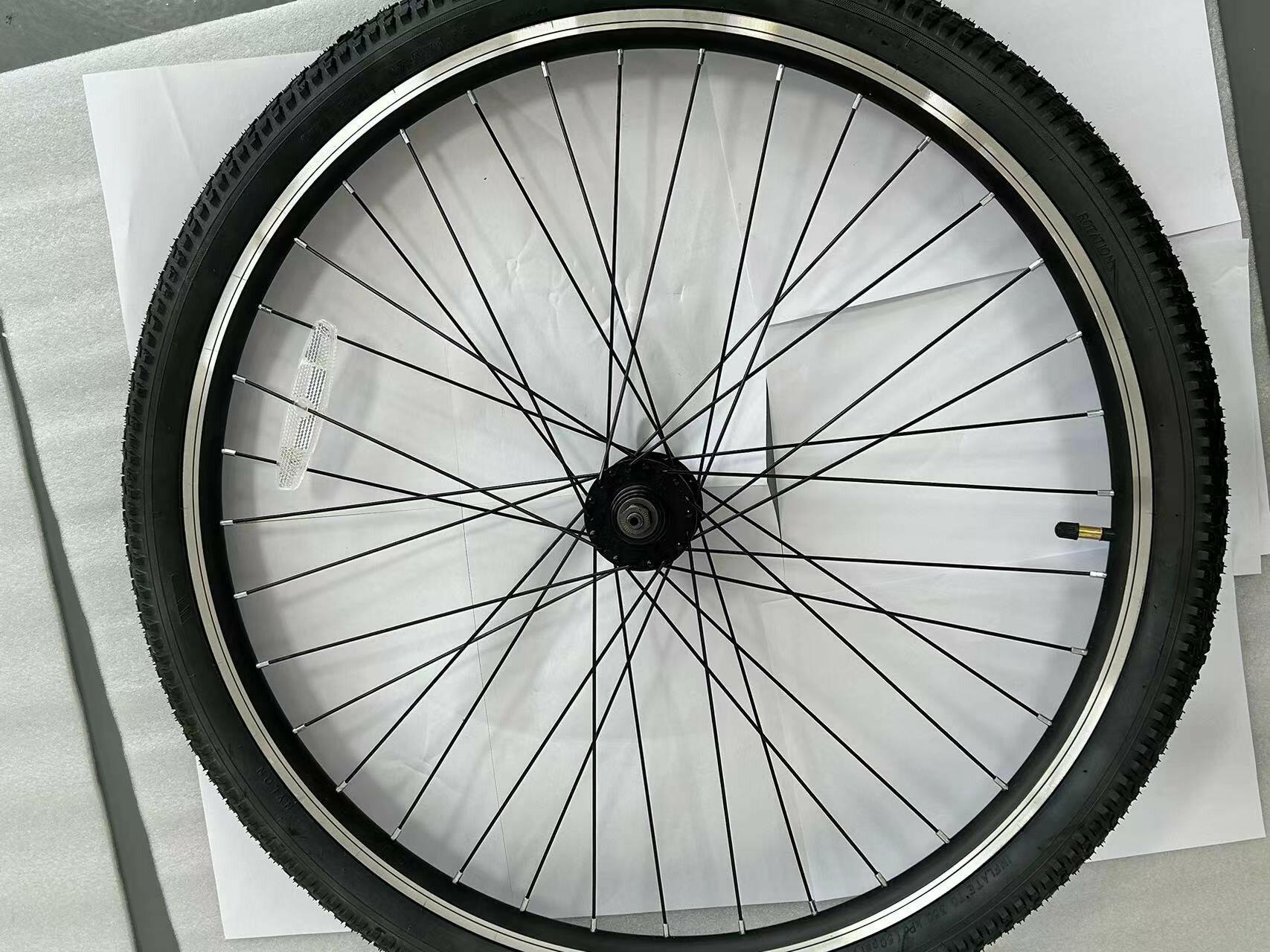 Electric bicycle wheel set.