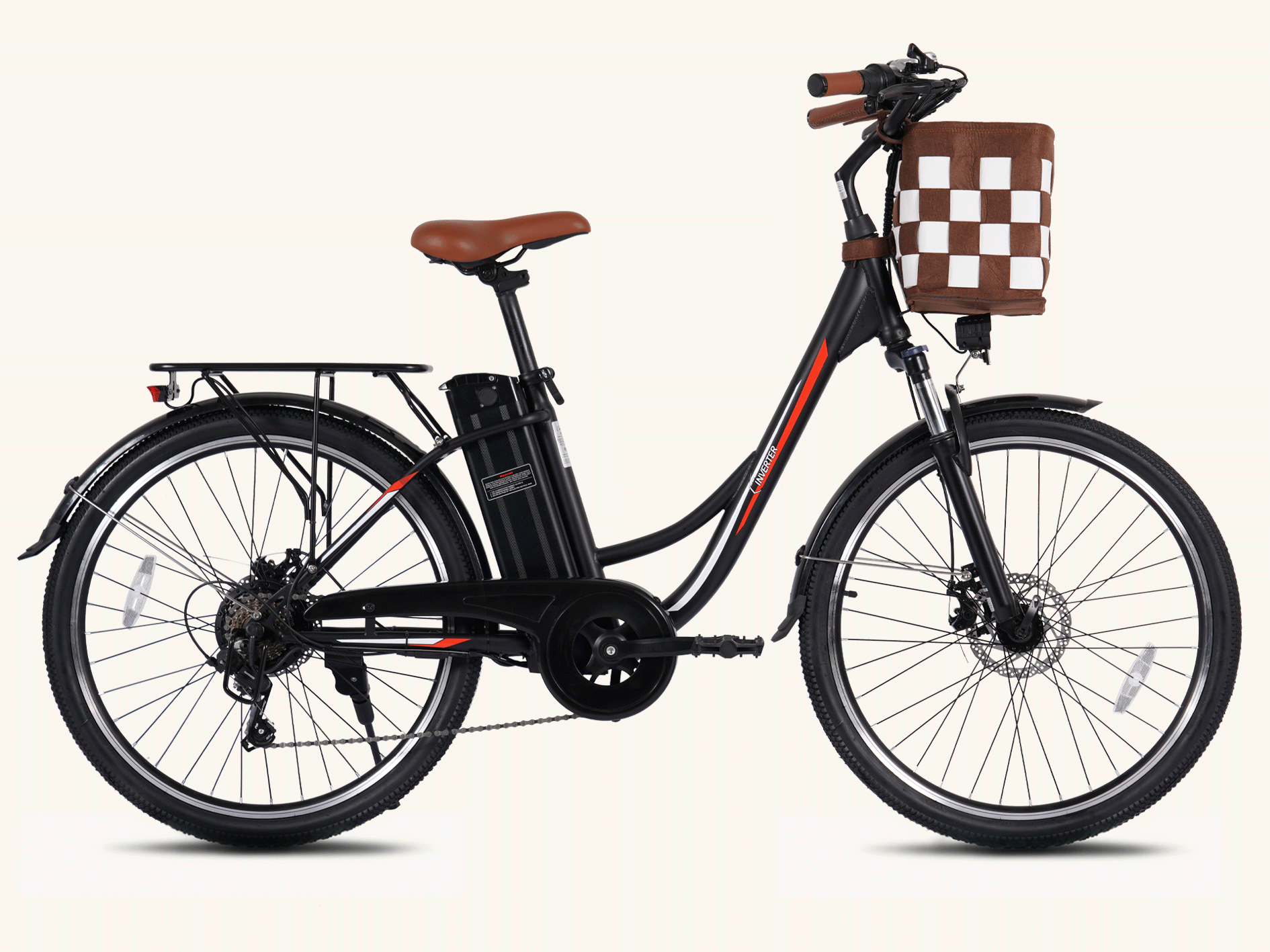 C INVERTER LIBRA Electric Bike 26", Ebikes for Adults 350W Brushless Motor 32KM/H, 36V 11.6AH Removable Battery, Dual Suspension E-Bike with 7-Speed for City Commuting