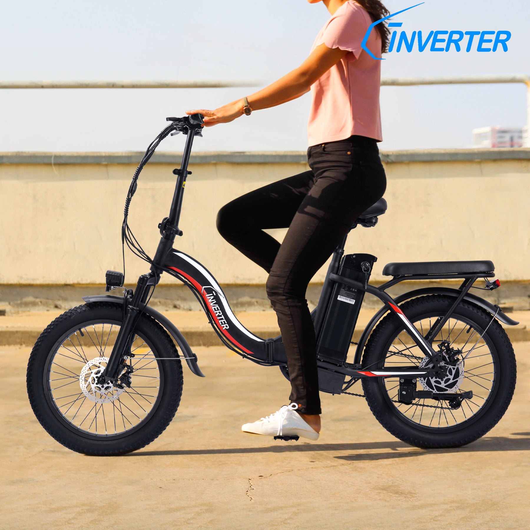 C INVERTER GEMINI 20" X 3.0 Fat Tire Electric Bike, 11.6Ah 36V Battery Folding E Bike, Max.Range 20-55 Miles, 20 MPH Max Speed Electric Bicycle for Teenager Adults
