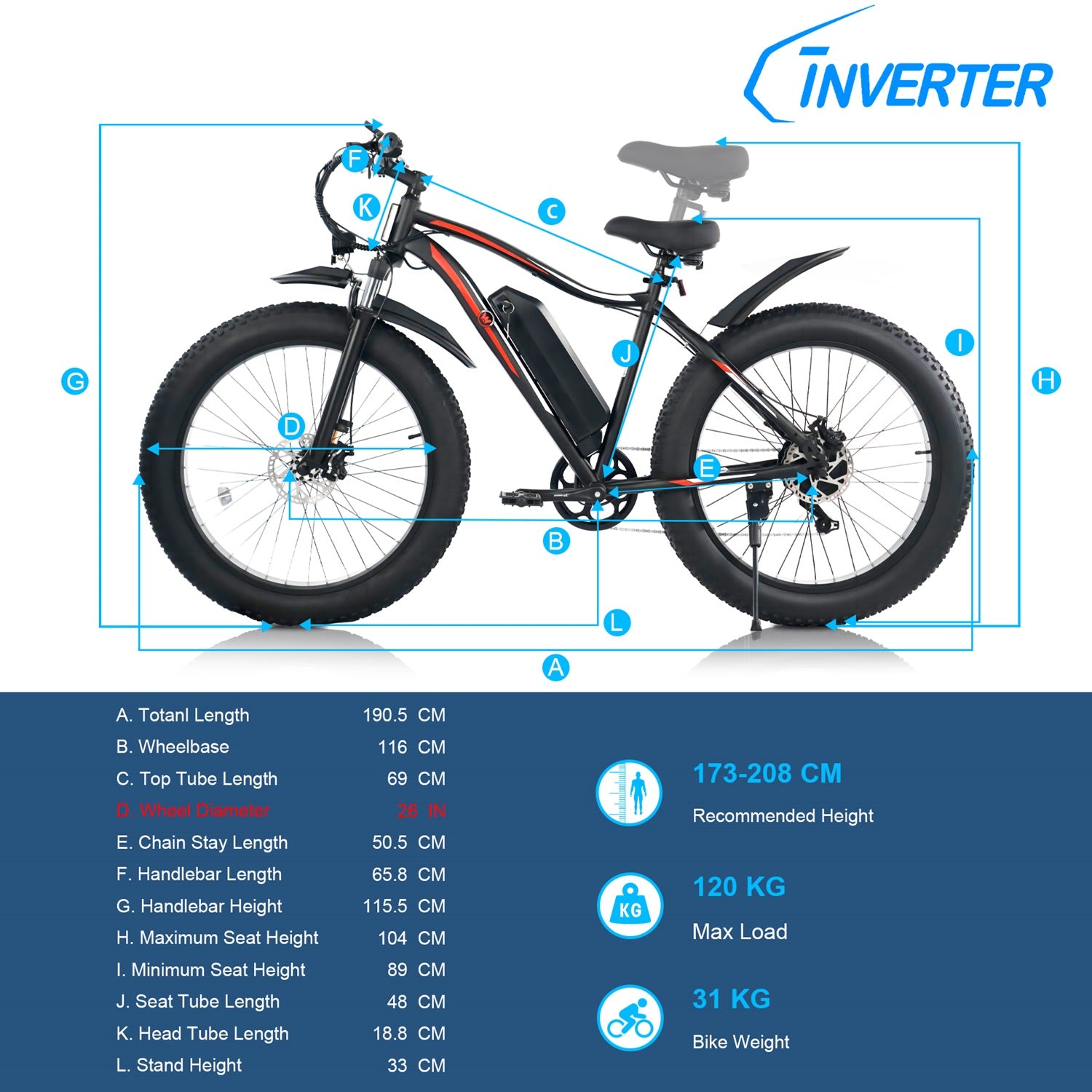 Premium TAURUS Long Range All-terrain Snow Electric Bike 26 inch Fat Tires Cruiser Rovemavable Battery