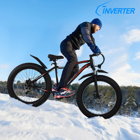 Premium TAURUS Long Range All-terrain Snow Electric Bike 26 inch Fat Tires Cruiser Rovemavable Battery